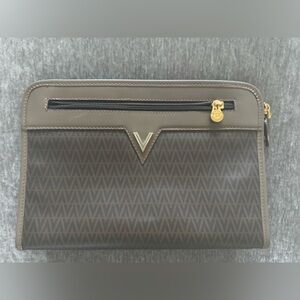 Mario Valentino Pink Leather Clutch with Gold Plate